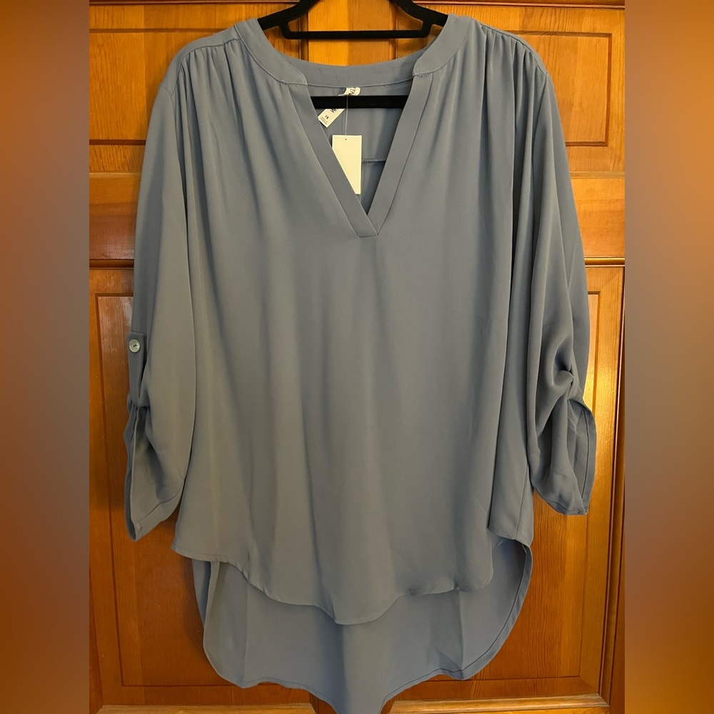 Blue V neck blouse